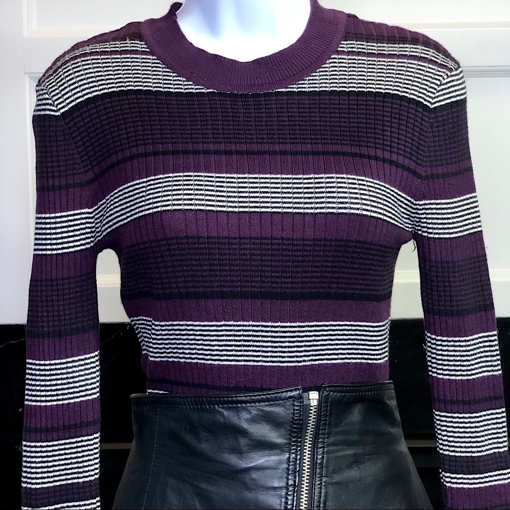 Olive & Oak Ribbed Striped Long Sleeve Crewneck Sweater - Size M